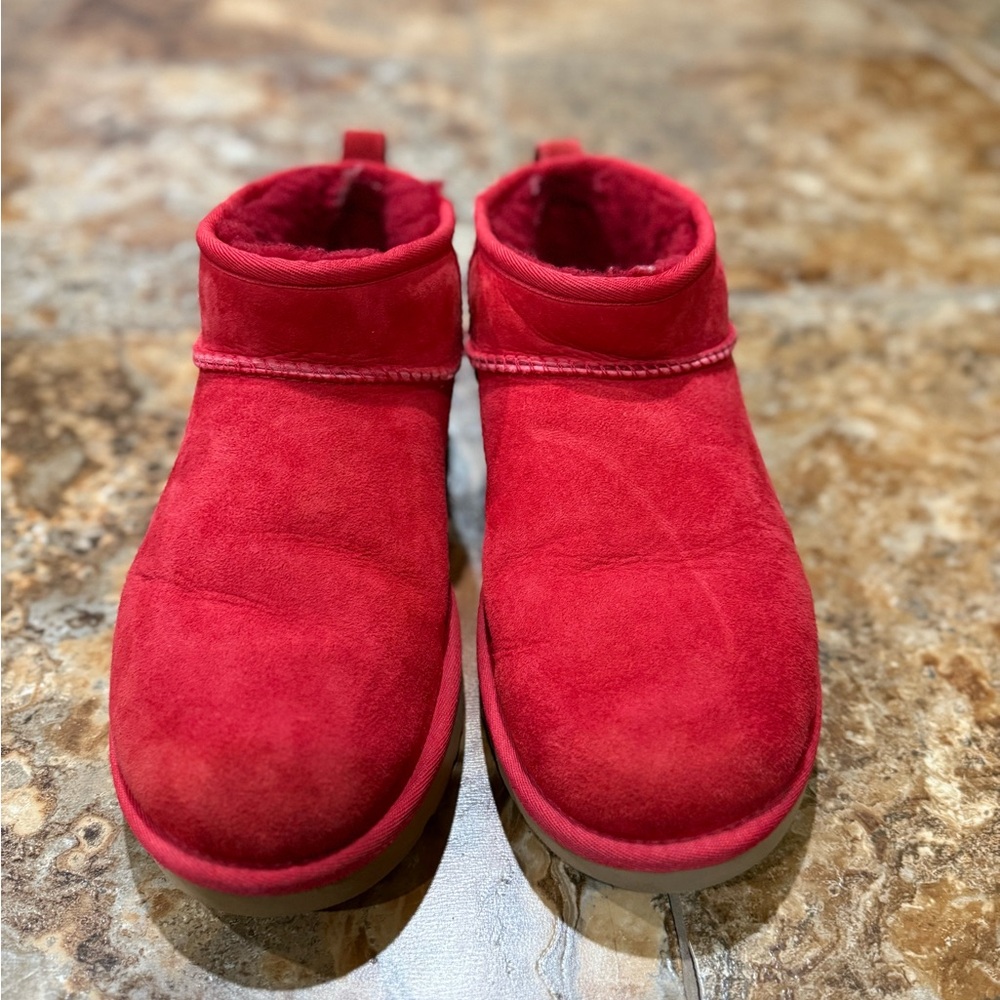 UGG Red Classic Mini Suede Ankle Booties